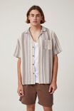 Palma Short Sleeve Shirt, TAN BUSY STRIPE - alternate image 1