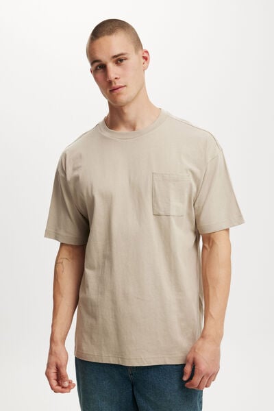 Box Fit Pocket T-Shirt, GRAVEL STONE