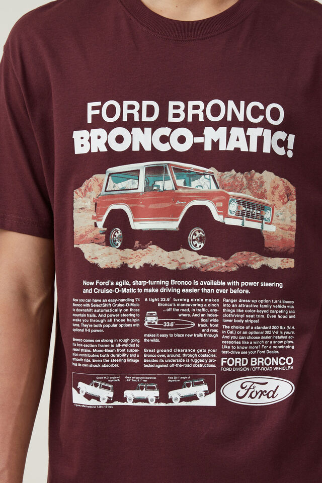 Ford Loose Fit T-Shirt, LCN FOR WINDSOR WINE/BRONCO-MATIC