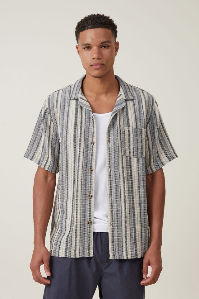Camisas - Palma Short Sleeve Shirt, BLACK MULTI STRIPE