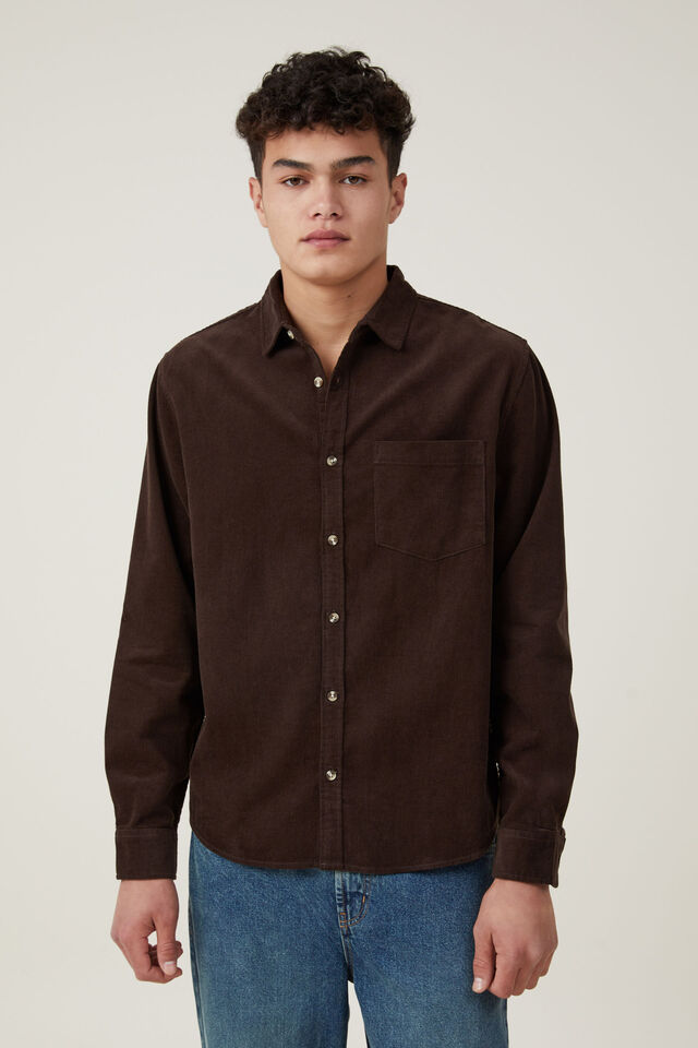 Portland Long Sleeve Shirt, CIGAR BROWN CORD