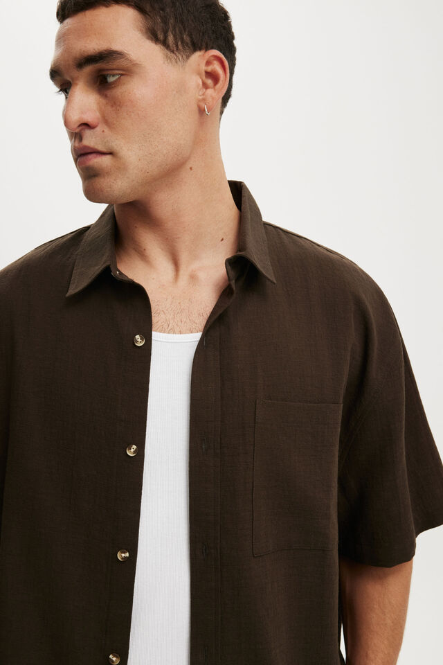Camiseta - Boxy Fit Short Sleeve Shirt, BROWN