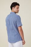 Linen Short Sleeve Shirt, BLUE GINGHAM - alternate image 3