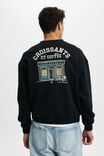Box Fit Graphic Crew Sweater, BLACK / FRENCH BAKERY - alternate image 3
