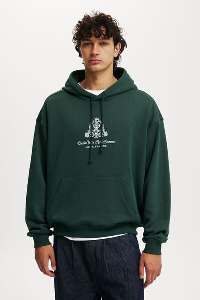 Box Fit Graphic Hoodie, PINE NEEDLE GREEN / LOIRE FRANCE