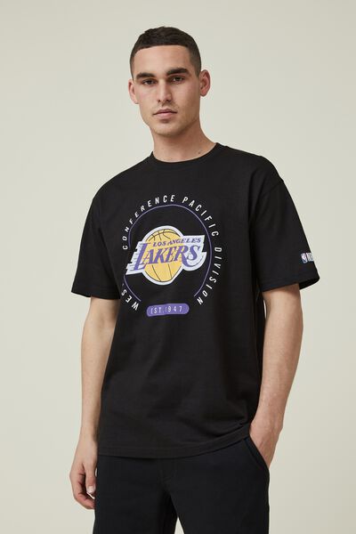 Active Nba Logo T-Shirt, LCN NBA BLACK / LAKERS CIRCLE LOCK UP