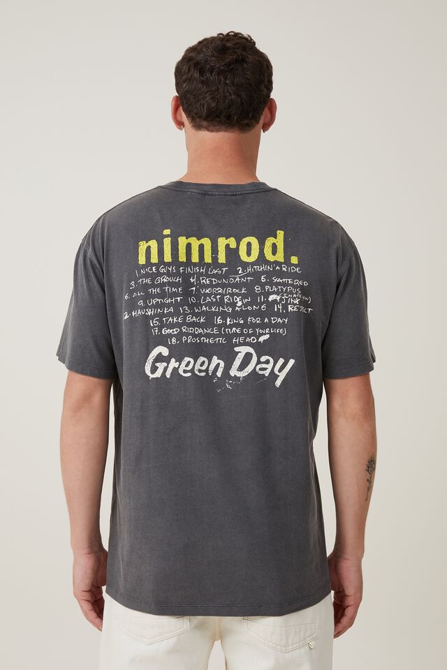 Premium Loose Fit Music T-Shirt, LCN WMG FADED SLATE/GREEN DAY - NIMROD