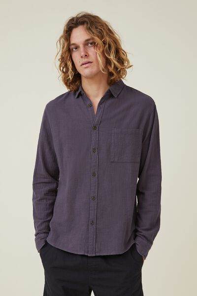 Portland Long Sleeve Shirt, FADED SLATE CHEESECLOTH