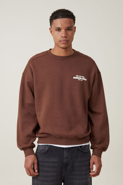 Box Fit Graphic Crew Sweater, BRUNETTE / NYC OWNERS CLUB