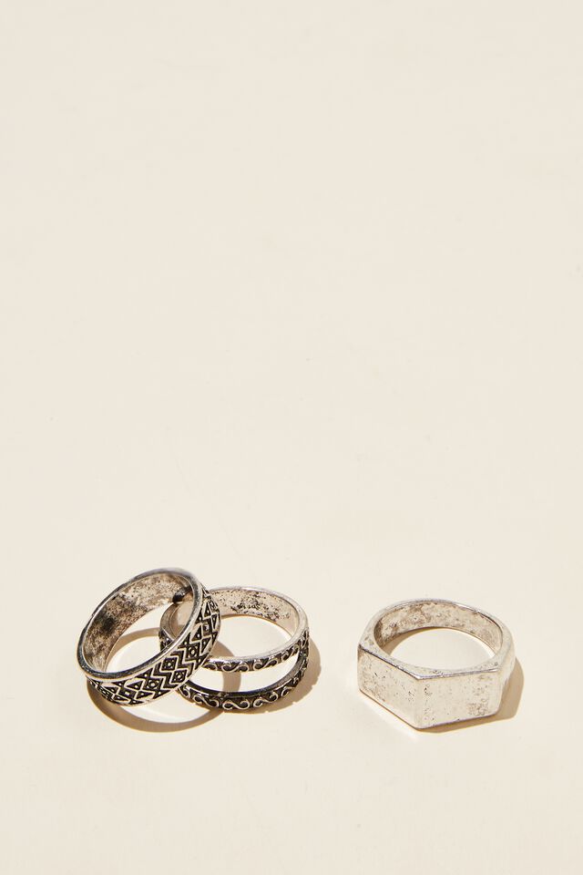 Rings Multi Pack, BURNISHED SILVER