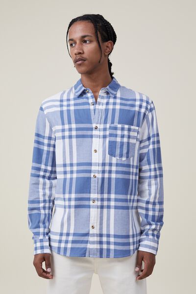 Camden Long Sleeve Shirt, BLUE BOLD CHECK