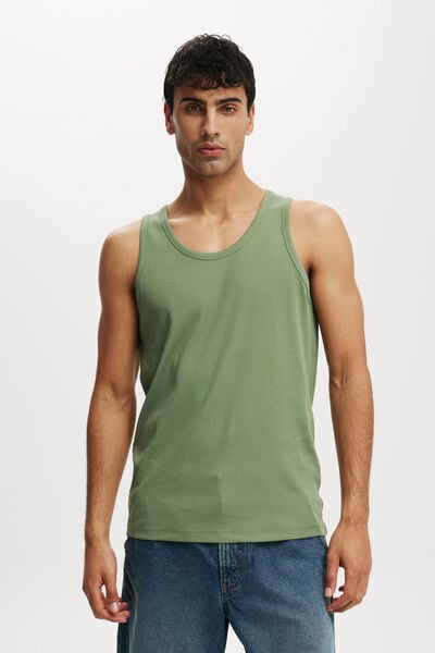 Loose Fit Rib Tank, SAGE GREEN