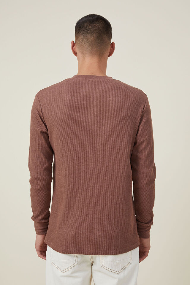 Camiseta - Textured Long Sleeve Tshirt, COFFEE MARLE WAFFLE HENLEY