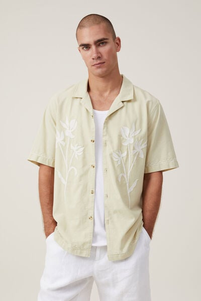 Cabana Short Sleeve Shirt, FADED LIME BOUQUET