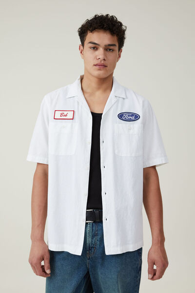 Ford Mechanic Short Sleeve Shirt, LCN FOR WHITE