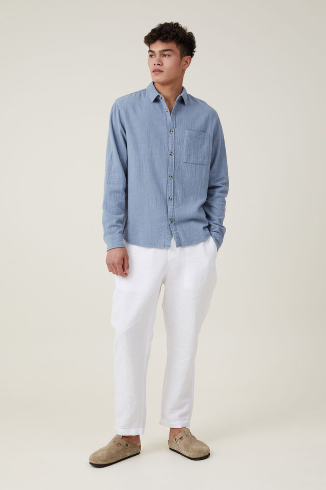Portland Long Sleeve Shirt, STEEL BLUE CHEESECLOTH