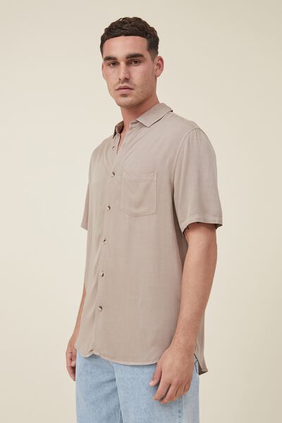 Cuban Short Sleeve Shirt, TAUPE
