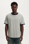 Select Colour: GREY MARLE / VINTAGE NAVY RINGER