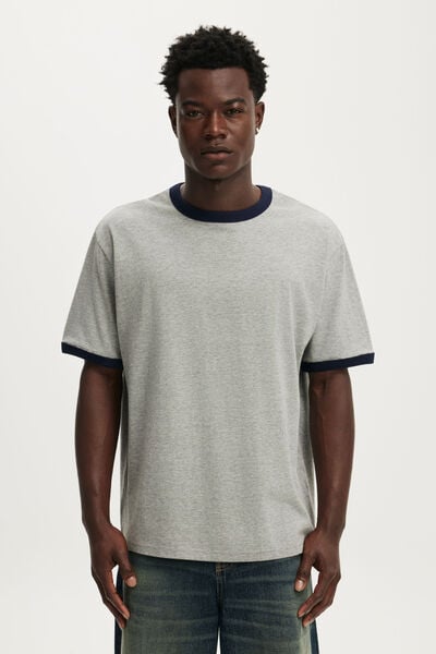 Camiseta - Everyday Fit T-Shirt, GREY MARLE / VINTAGE NAVY RINGER