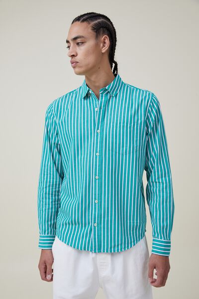 Mayfair Long Sleeve Shirt, EMERALD STRIPE
