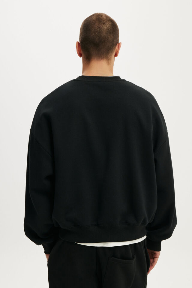 Relaxed Crew Sweater, BLACK