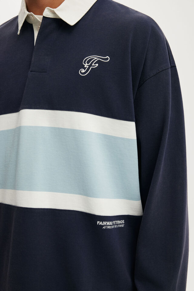 Box Fit Rugby Polo, NAVY PANEL