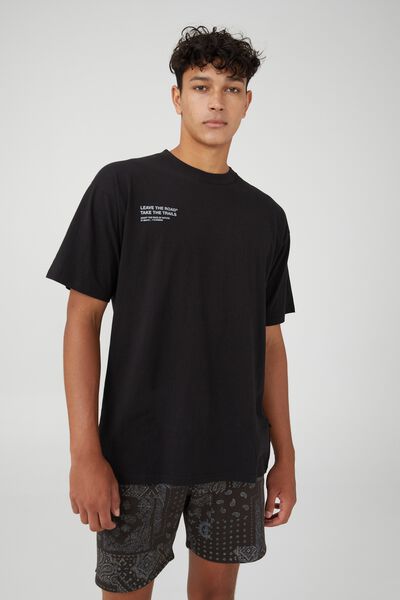 Cotton Outdoor T-Shirt, BLACK/LEAVE THE ROADS