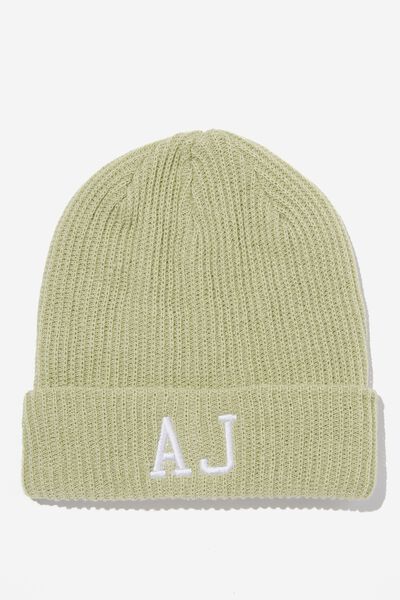Ribbed Beanie Personalised, SOFT GREEN