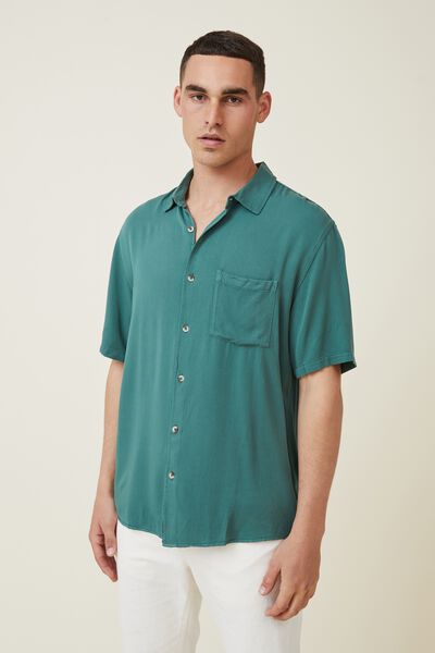 Camisas - Cuban Short Sleeve Shirt, FOREST