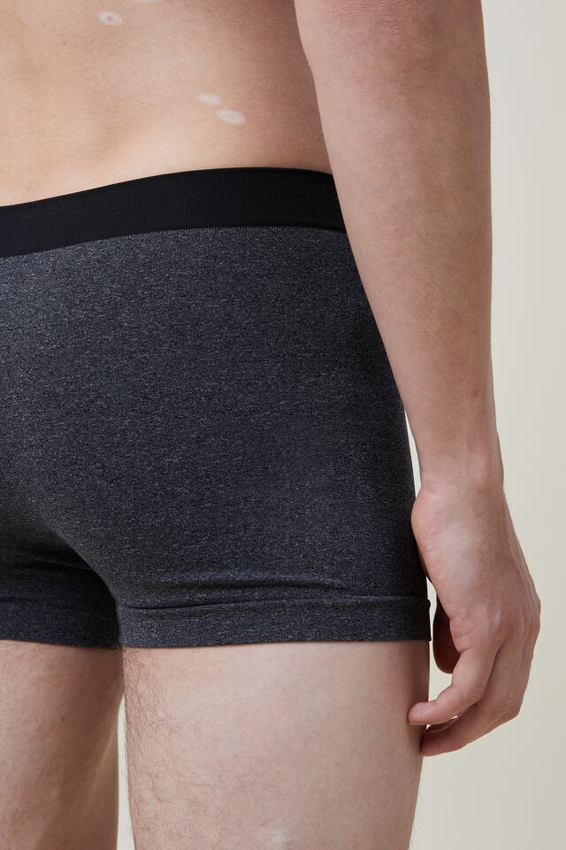 Cuecas - Mens Seamless Trunks, CHARCOAL MARLE/BLACK
