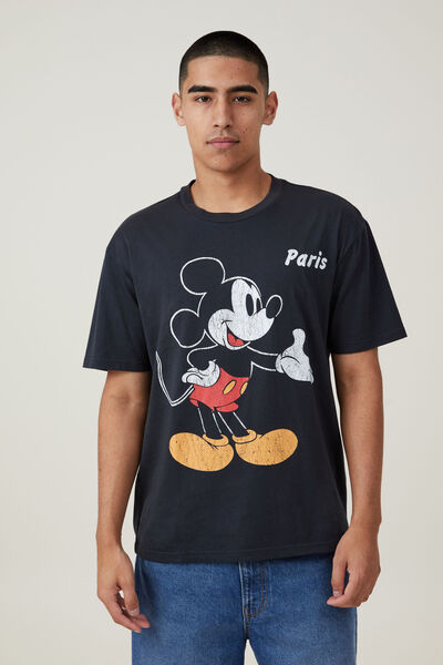 Loose Fit Pop Culture T-Shirt, LCN DIS WASHED BLACK / VINTAGE PARIS