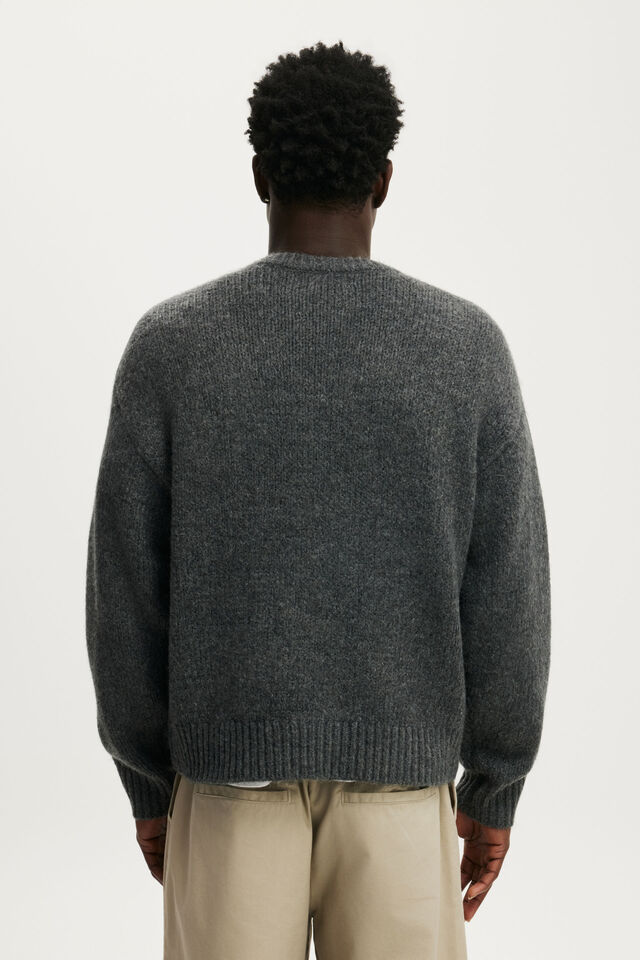 Super Soft Boxy Sweater, DARK GREY BULL