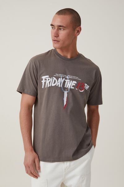 Premium Loose Fit Movie And Tv T-Shirt, LCN WB SLATE STONE/FRIDAY THE 13TH - LOGO