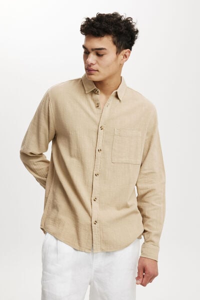 Portland Long Sleeve Shirt, NATURAL CHEESECLOTH