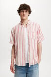 Linen Short Sleeve Shirt, PINK STRIPE - alternate image 1