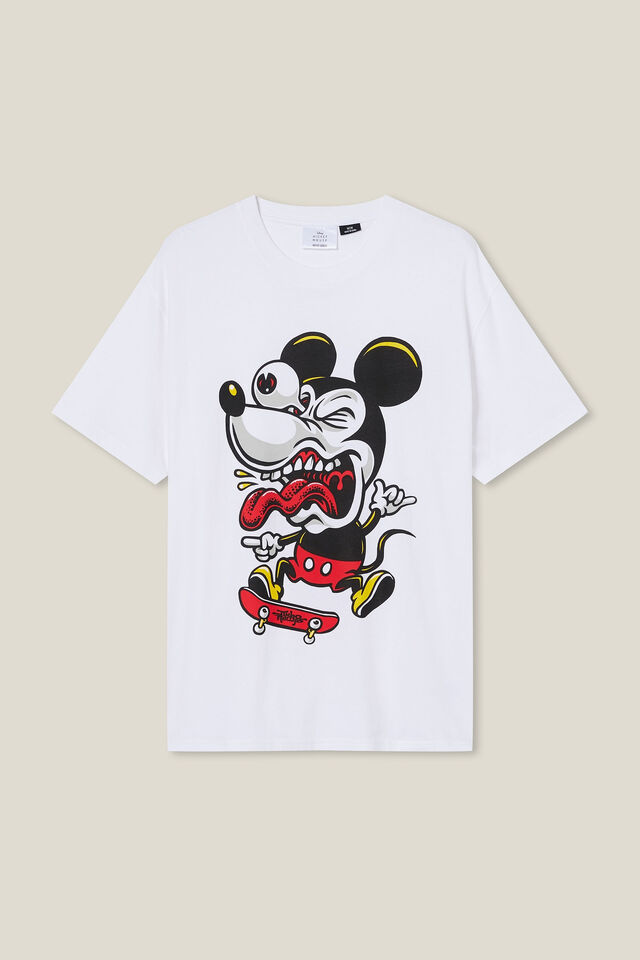 Camiseta - Mickey Loose Fit T-Shirt, LCN DIS WHITE/JIMBO PHILLIPS