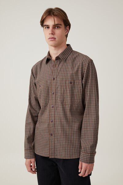 Brooklyn Long Sleeve Shirt, SUNSET MICRO CHECK