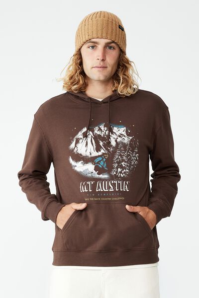 Graphic Fleece Pullover, CHOCOLATE BROWN/MT AUSTIN