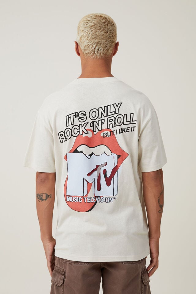 Mtv X Rolling Stones Loose Fit T-Shirt, LCN BRA BONE/ONLY ROCK N ROLL