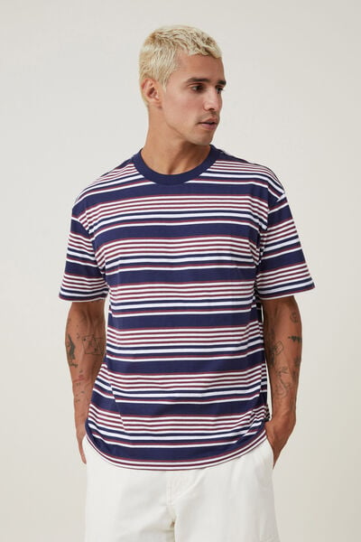 Loose Fit Stripe T-Shirt, TRUE MULBERRY EASY STRIPE