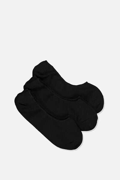 Meias - Invisible Socks 3 Pack, BLACK