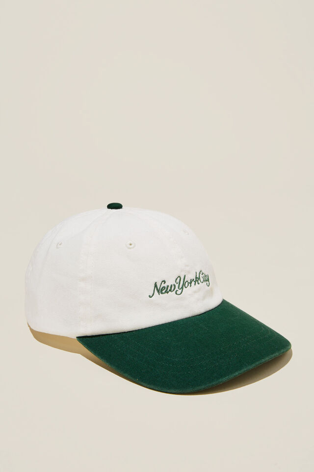 Boné - Strap Back Dad Hat, VINTAGE WHITE/FOREST GREEN/NEW YORK CITY