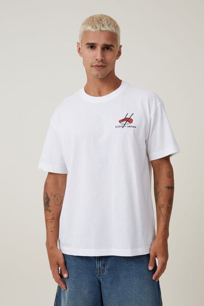 Loose Fit Art T-Shirt, WHITE / SUSHI OF JAPAN