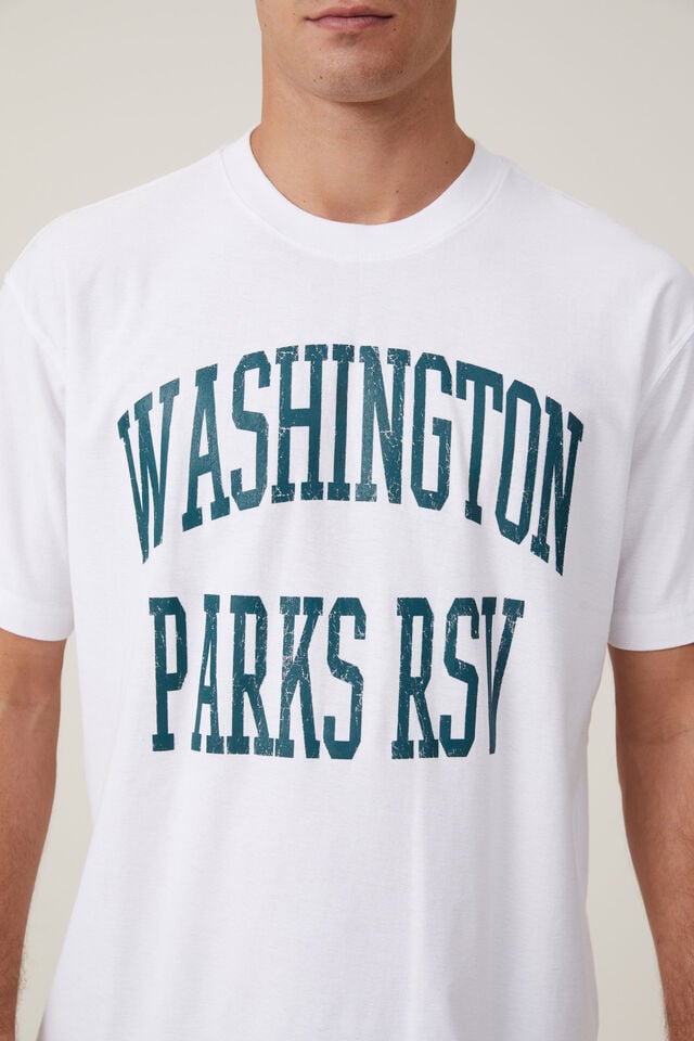 Camiseta - Loose Fit College T-Shirt, WHITE / WASHINGTON PARKS