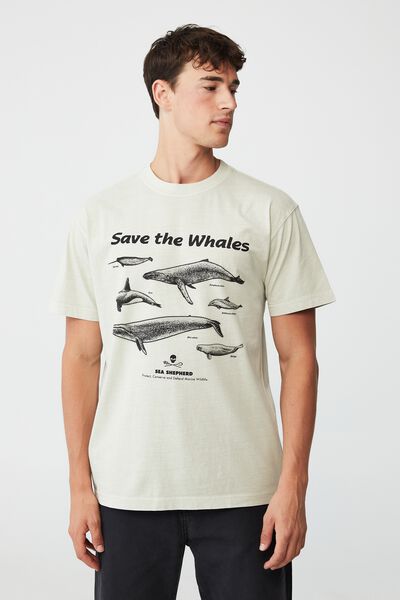 Sea Shepherd Loose Fit T-Shirt, LCN SEA PALE GREEN/WHALES