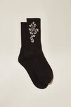 Graphic Sock, WASHED BLACK/FLORAL - alternate image 1