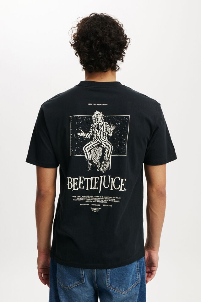 Beetlejuice Loose Fit T-Shirt, LCN WB BLACK/BEETLEJUICE - HERE LIES