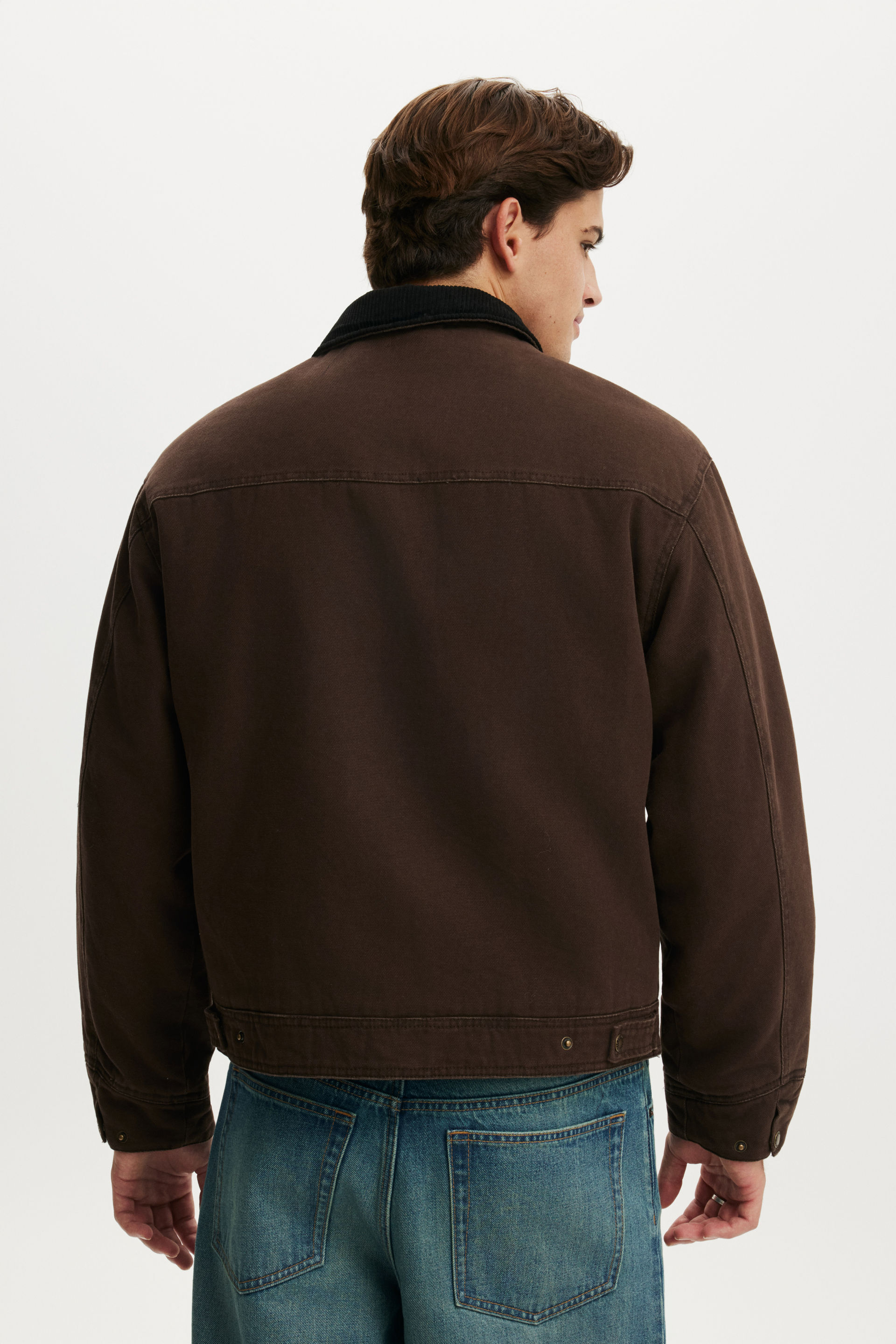 ジャケット・アウター cotton work jacket Men's Brown Cropped Worker Jacket | Cotton On United States