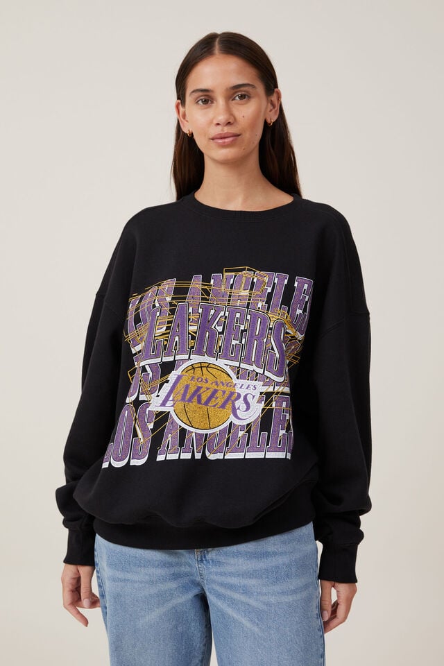 Nba Oversized Sweater, LCN NBA BLACK / LAKERS - LOGO BLASTER