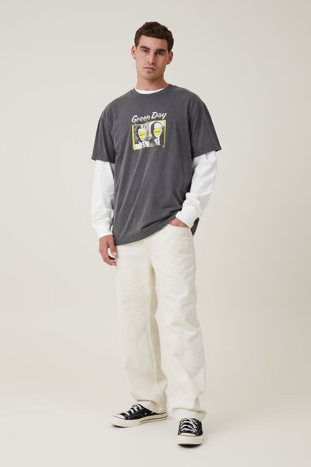Premium Loose Fit Music T-Shirt, LCN WMG FADED SLATE/GREEN DAY - NIMROD